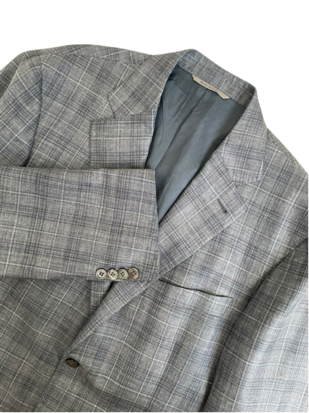 Canali Kei Sport Coat Men’s IT 54L Plaid Wool Silk Linen Unstructured Blazer